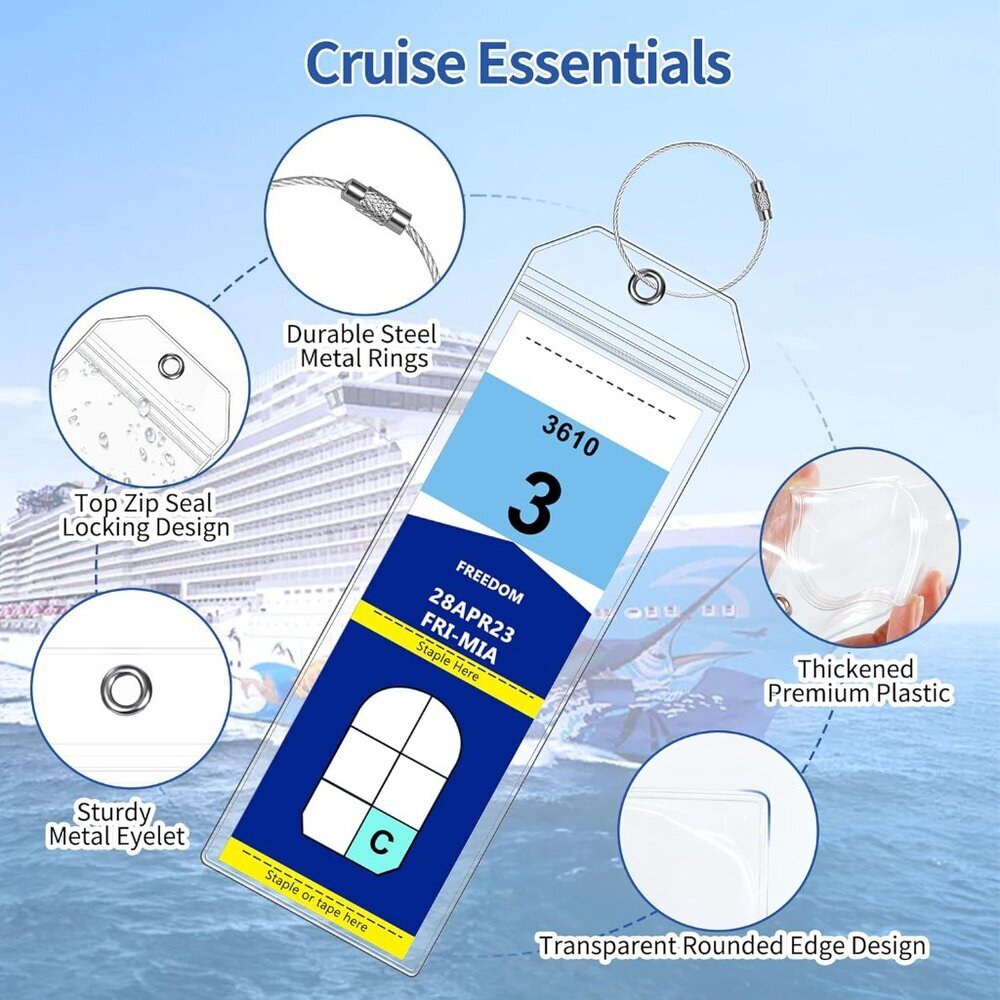 8 Pack Luggage Tags Travel Essentials & Cruise Essentials for NCL, Princess, Car - Picture 5 of 7